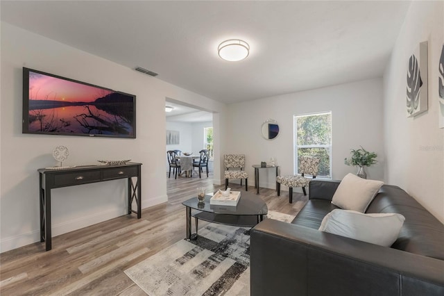 living room with hardwood / wood-style floors