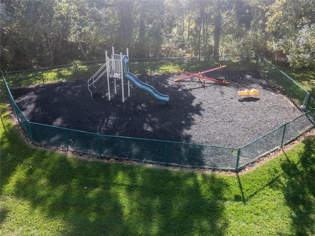 view of play area with a yard