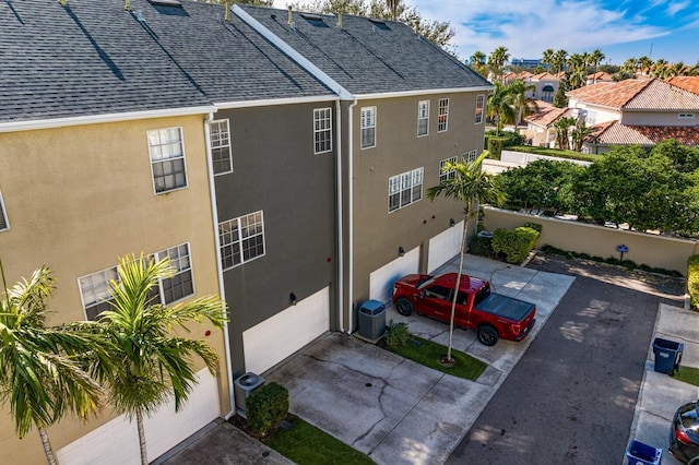 exterior space featuring a garage