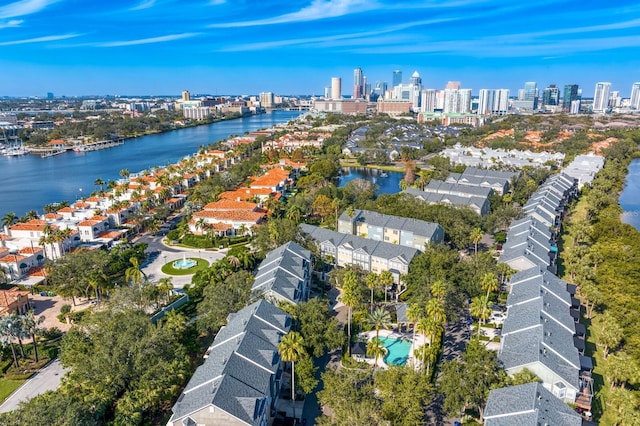 bird's eye view featuring a water view