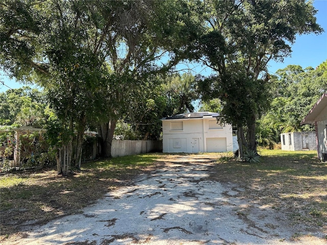 exterior space featuring a garage