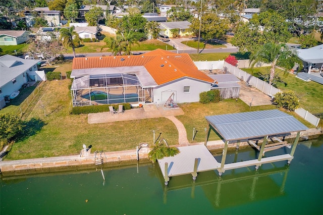 bird's eye view featuring a water view