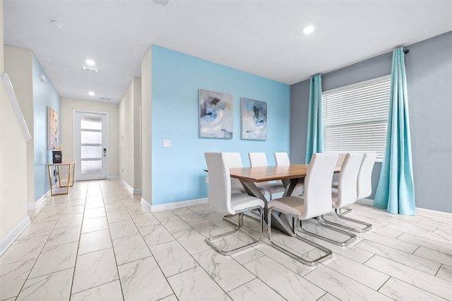 601 Drop Shot Dr, Davenport, FL 33896 - dining area featuring recessed lighting and light marble finish flooring