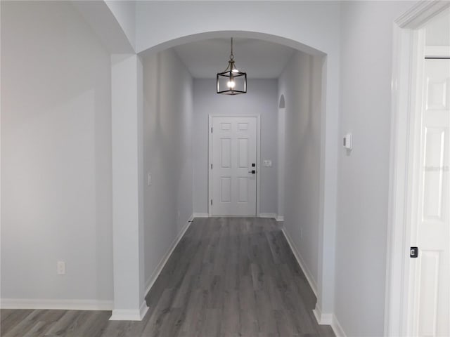 hall featuring dark hardwood / wood-style flooring