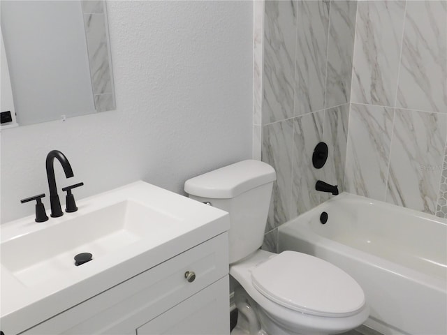 full bathroom with vanity, shower / bathtub combination, and toilet