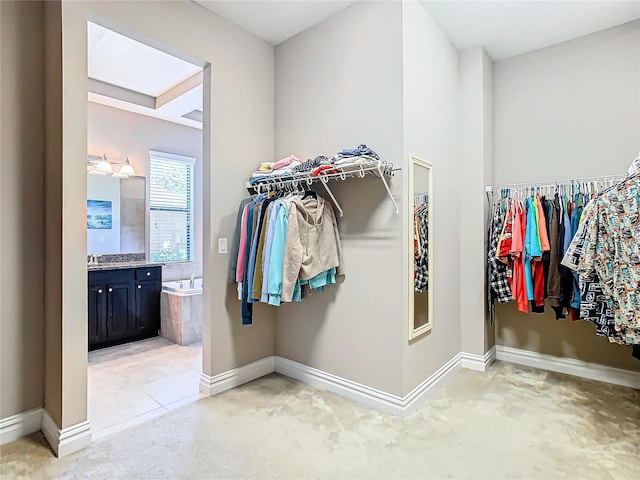 spacious closet with light colored carpet