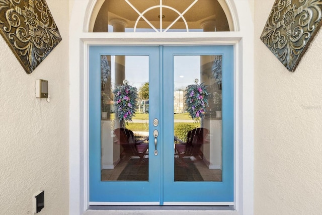 view of exterior entry with french doors