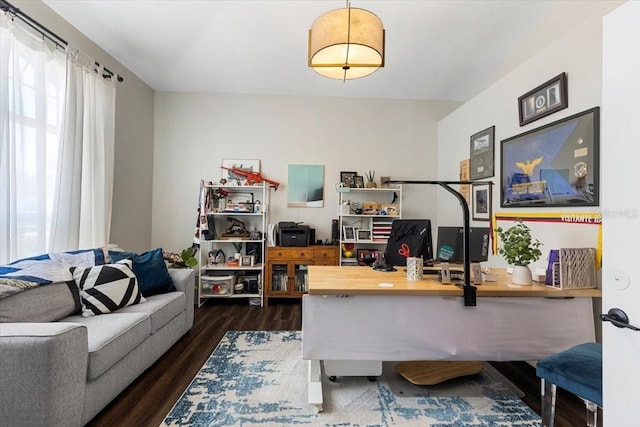 office featuring dark wood-type flooring