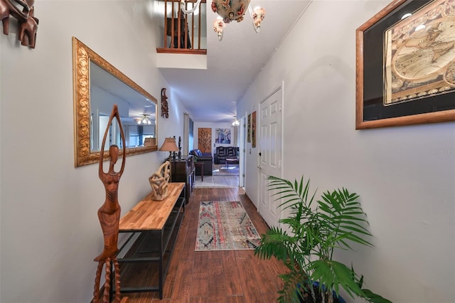 hallway featuring dark wood-type flooring