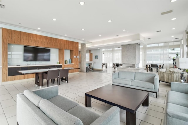 view of tiled living room