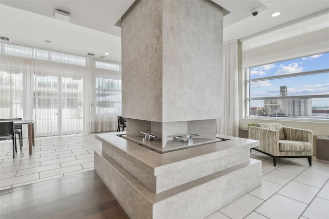 bathroom with tile patterned flooring