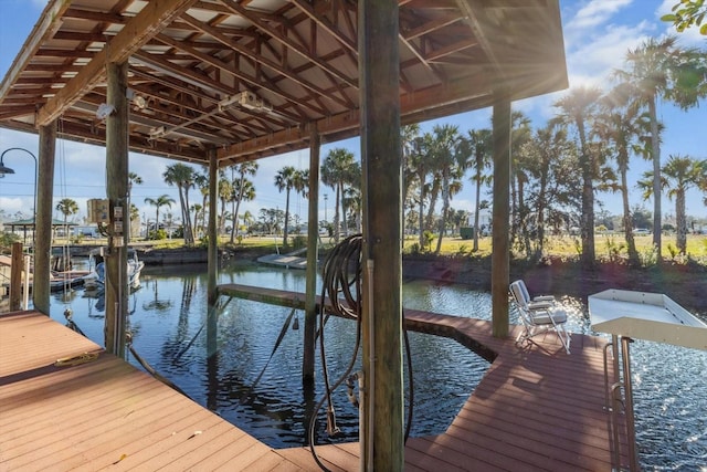 view of dock featuring a water view