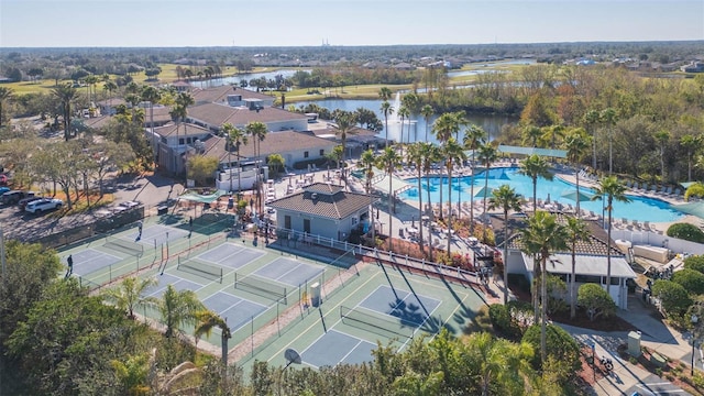 bird's eye view featuring a water view