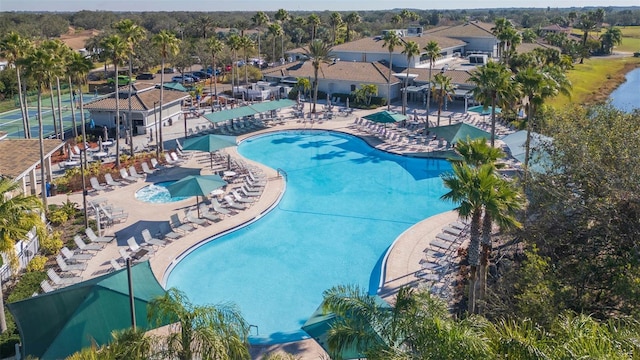 view of pool featuring a patio area