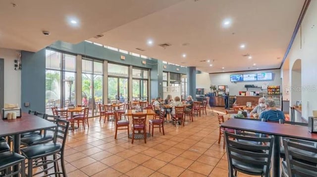 view of tiled dining area