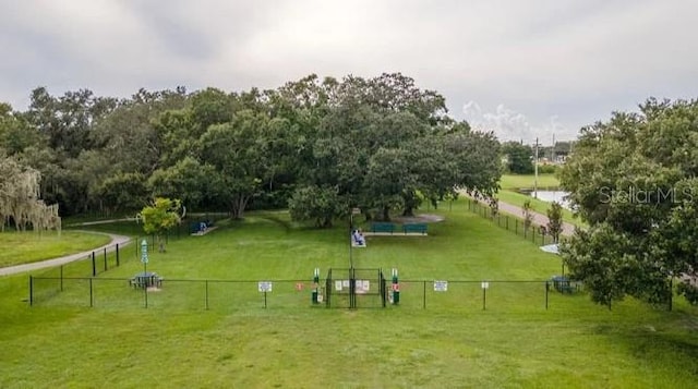 view of home's community with a lawn