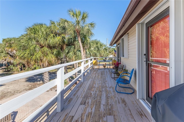 deck featuring area for grilling