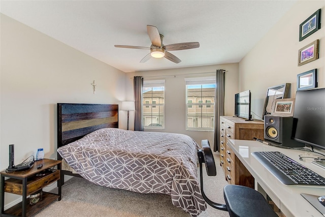 bedroom with carpet and ceiling fan