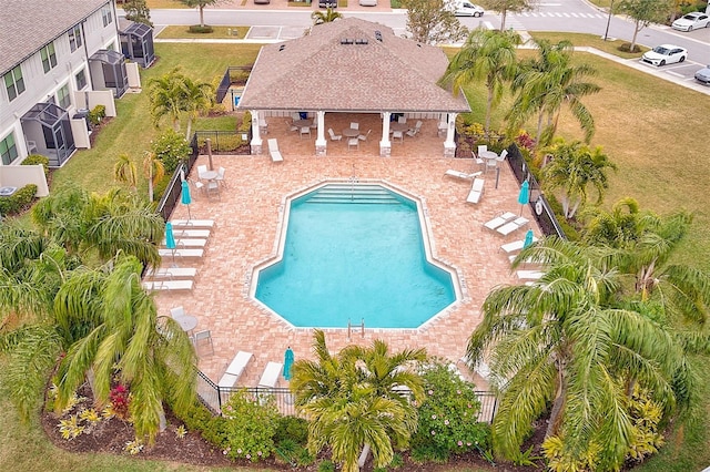 view of pool featuring a patio