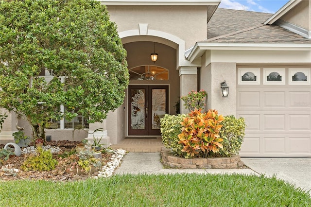 doorway to property featuring french doors