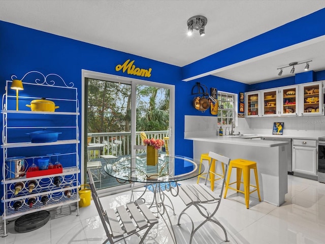 view of tiled dining room