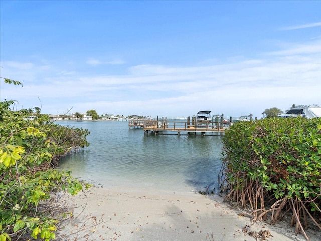 view of water feature featuring a dock