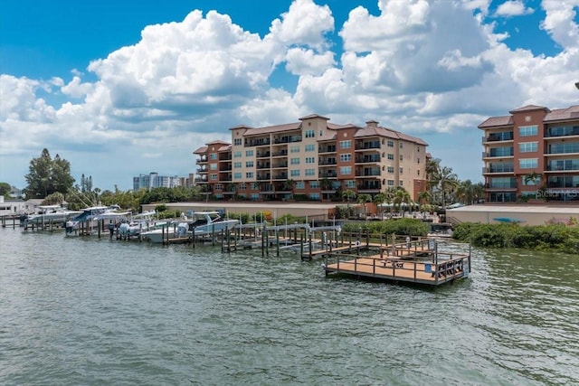 view of dock featuring a water view