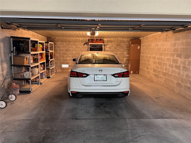 garage with a garage door opener