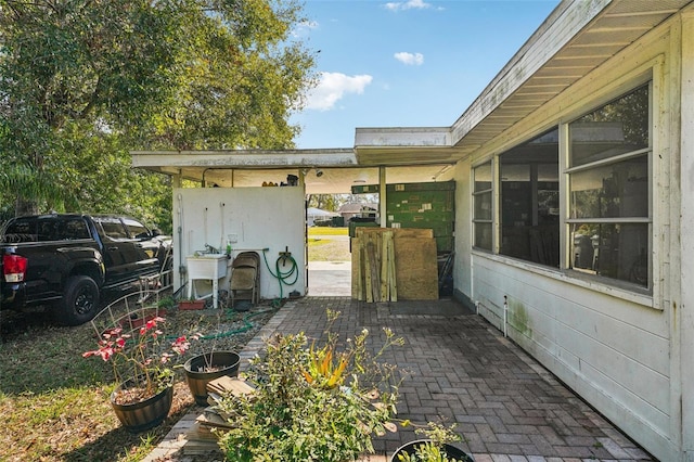 view of patio featuring sink