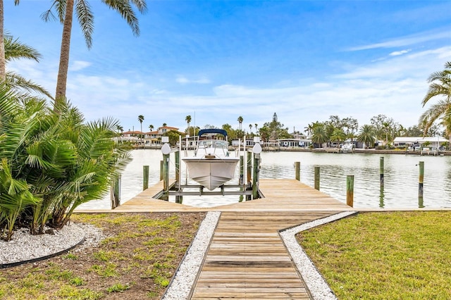 view of dock featuring a water view