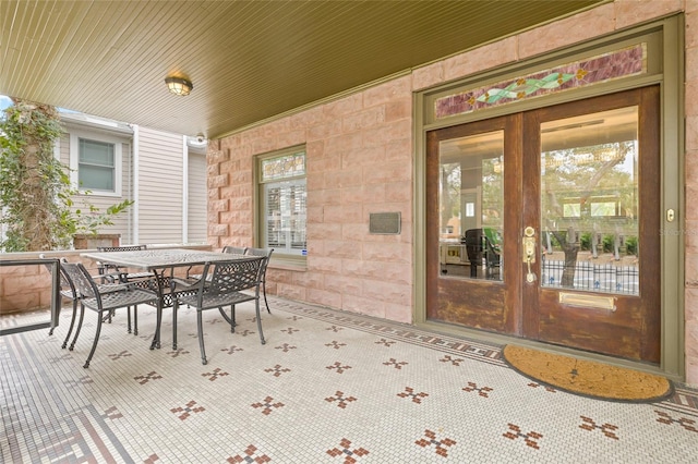 view of patio featuring french doors