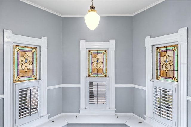 interior space featuring crown molding