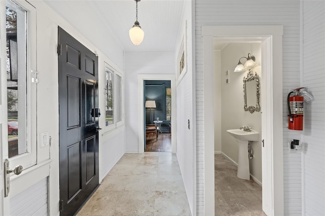 foyer entrance with sink