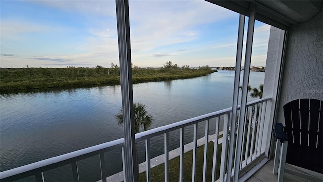 exterior space featuring a water view