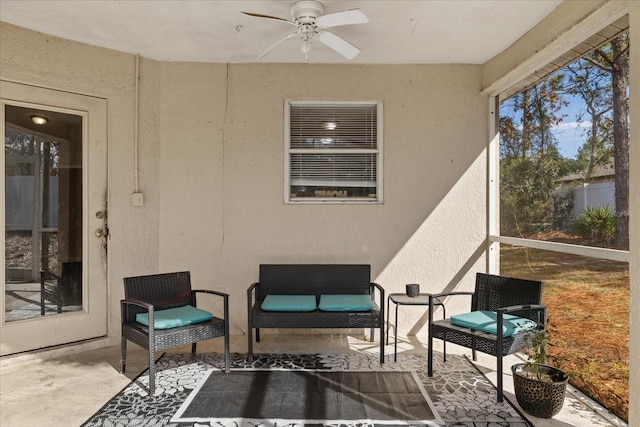 view of patio with ceiling fan