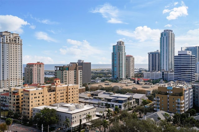 city view with a water view