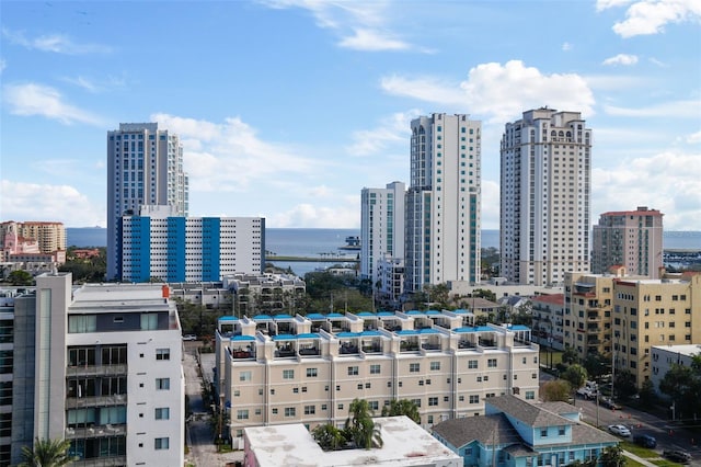 property's view of city with a water view