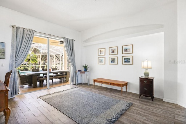 sitting room featuring wood-type flooring