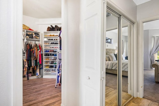 spacious closet with hardwood / wood-style floors