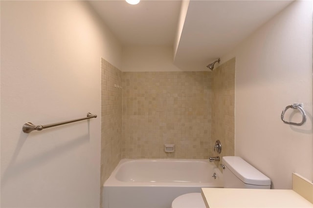 full bathroom featuring vanity, toilet, and bathing tub / shower combination