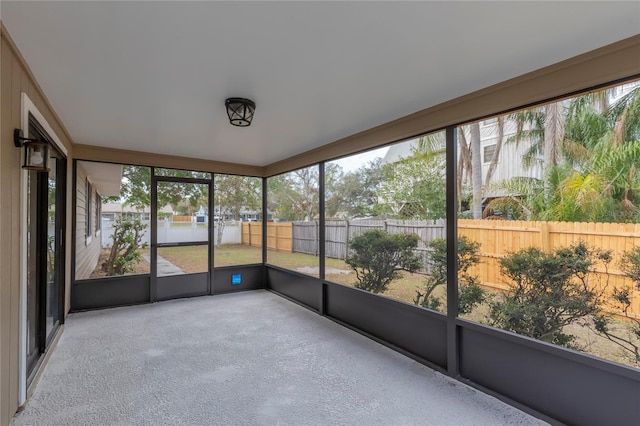 view of unfurnished sunroom