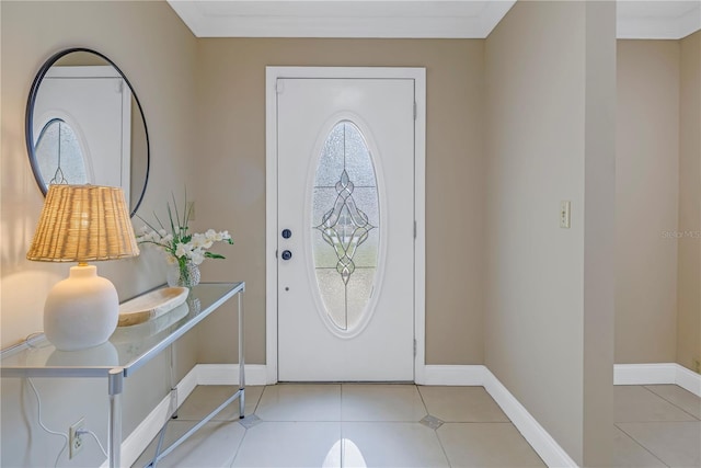 entryway with light tile patterned floors