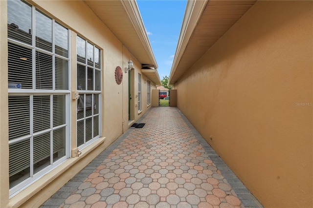 exterior space with a skylight