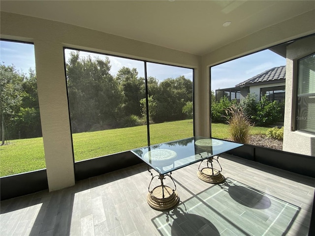 view of unfurnished sunroom