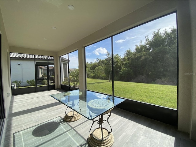 view of unfurnished sunroom