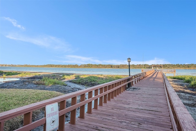 view of dock featuring a water view