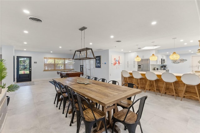 dining space with billiards