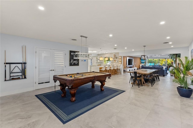 game room with pool table