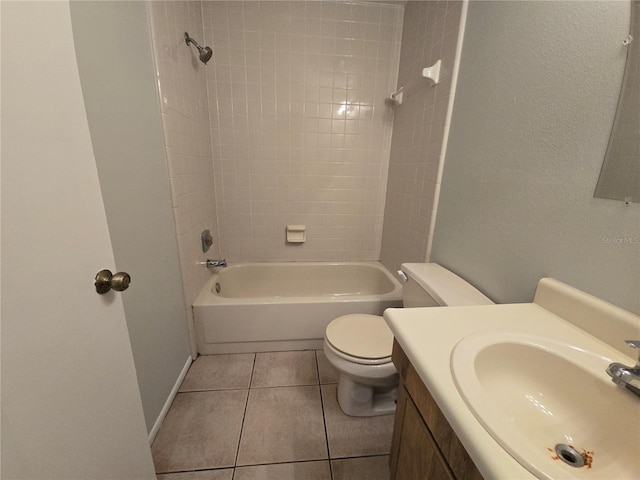 full bathroom featuring tile patterned flooring, vanity, toilet, and shower / washtub combination