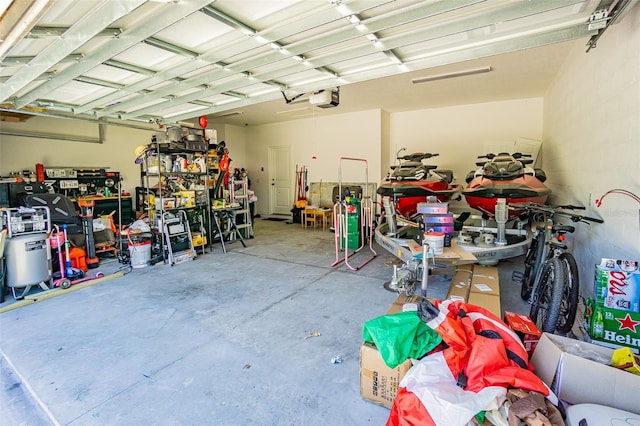 garage with a garage door opener